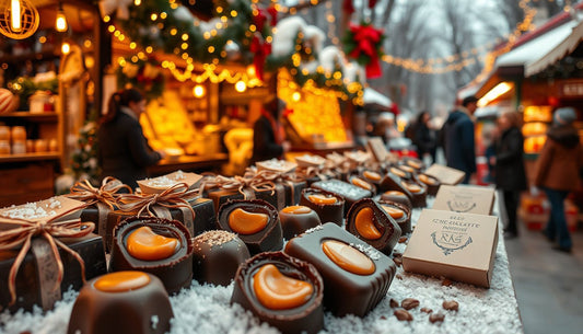 Caramel filled dark chocolate ideas for December markets - Hill Country Chocolate