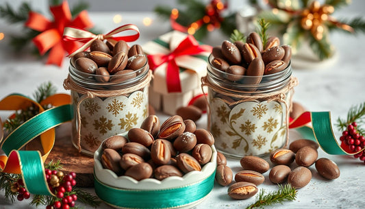 Chocolate covered almonds for festive gift jars - Hill Country Chocolate