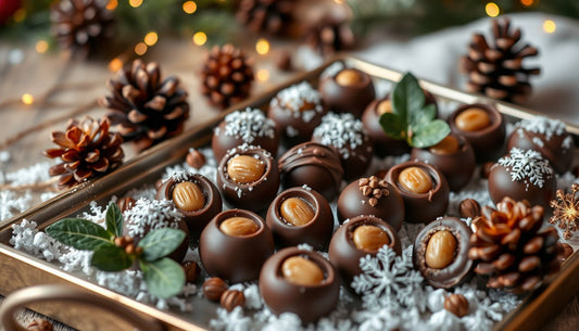 Praline filled chocolate bites for winter party trays - Hill Country Chocolate
