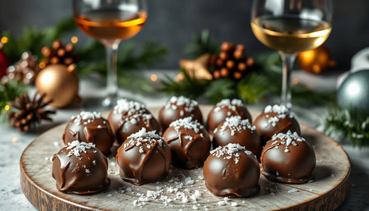 Sea salt caramel truffles for holiday wine pairings - Hill Country Chocolate