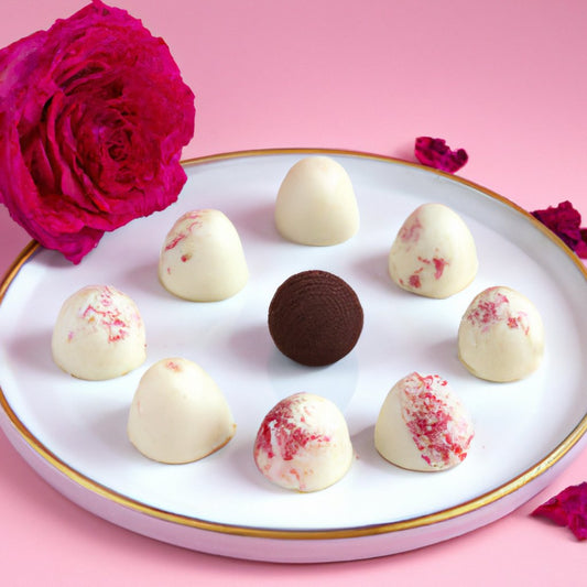 Indulging in Raspberry Rose Truffles Coated in White Chocolate - Hill Country Chocolate