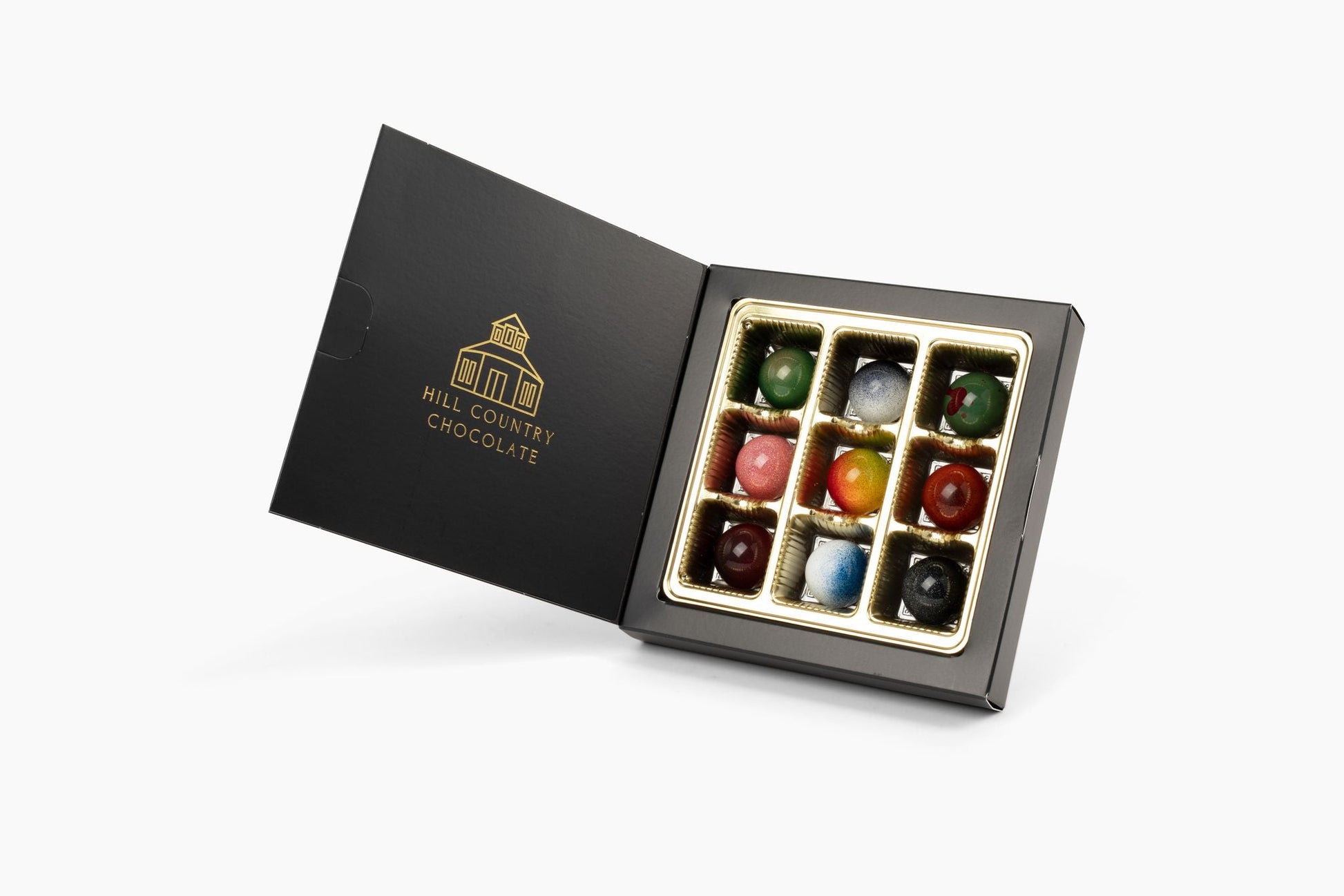 9 piece Signature Artisanal Bonbon Collection & Dark Chocolate Pecan Butter Toffee Combo - Hill Country Chocolate