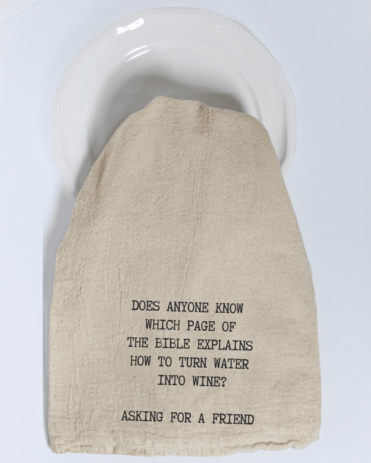 "Does anyone know which page of the Bible..." - Tea Towel - Hill Country Chocolate
